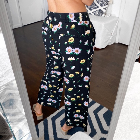 🌼 LOFT BLACK FLORAL LINEN BLEND WIDE LEG PANTS! - Picture 5 of 12